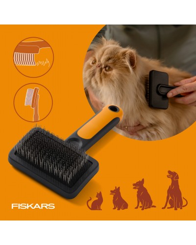 Щетка-пуходерка для груминга собак и кошек Fiskars Slicker Brush, 9 см (2009138) Щетка-пуходерка для груминга собак и кошек Fiskars Slicker Brush, 9 см (2009138)
