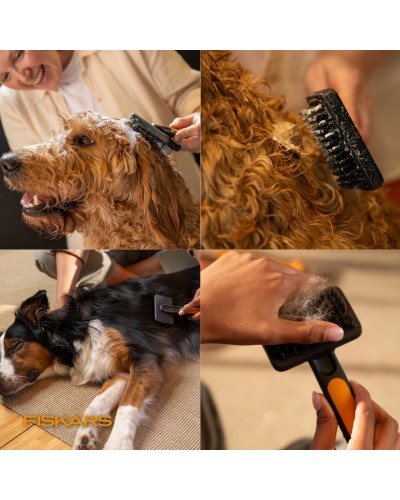 Масажна щітка для вичісування шерсті Fiskars Massage Brush, 9 см (2009140) Масажна щітка для вичісування шерсті Fiskars Massage Brush, 9 см (2009140)