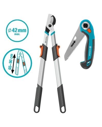 Сучкоріз телескопічний для зелених гілок до 42 мм Gardena TeleCut Basic 650-900 B + складна пила 135Р (12020-30)