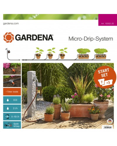 Комплект микрокапельного полива Gardena Micro-Drip-System Starter Set M automatic для цветочных горшков или вазонов с таймером Flex (13002-20)