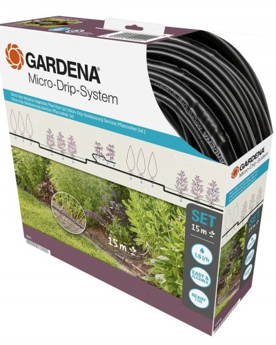 Базовый комплект полива шланга-дождевателя Gardena Micro-Drip-System 15 м, 1,5 л/час (13010-20)